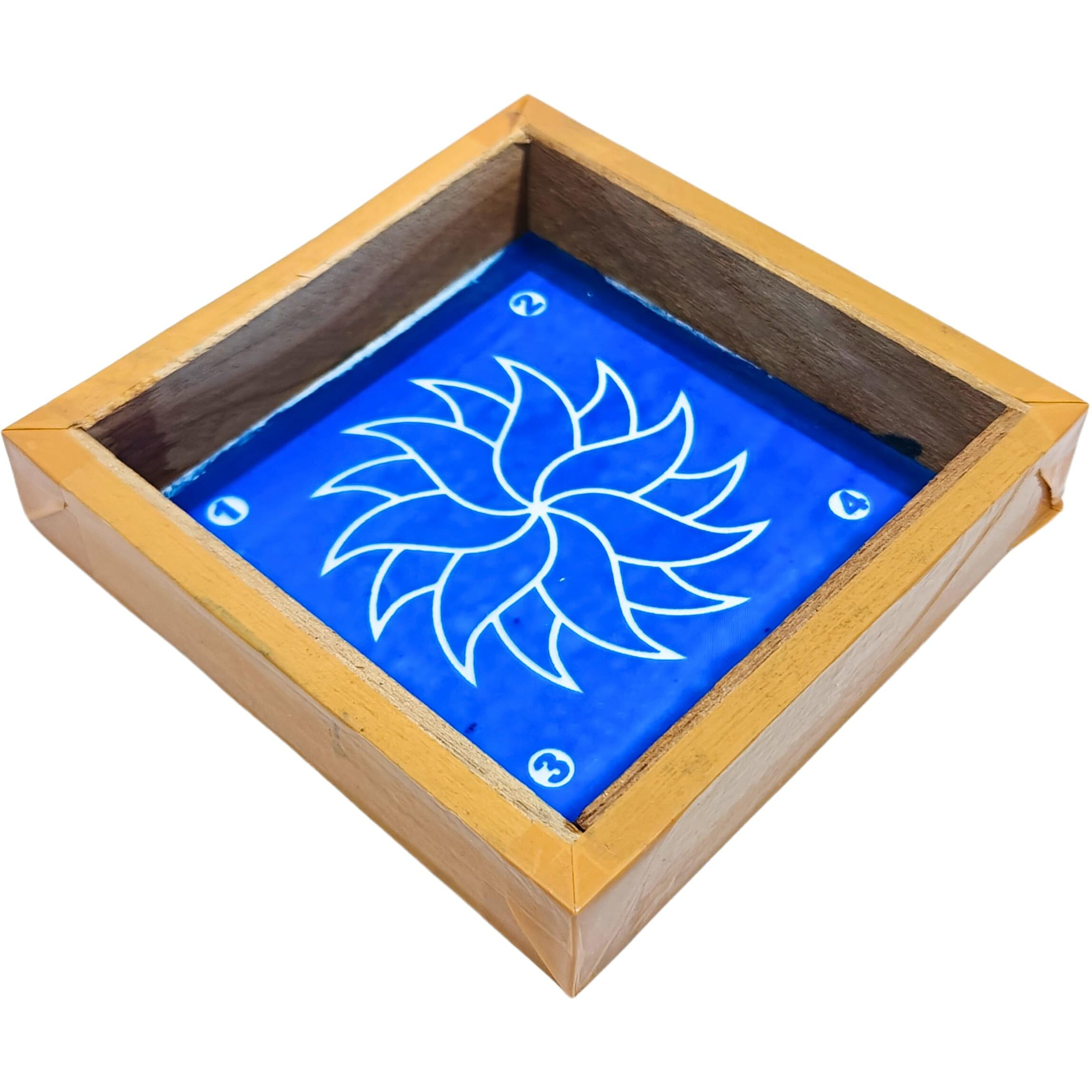 Anciently Creative Flower Design Rangoli Stencil Wooden, Rangoli Sacha Wooden, 1 Piece (5X5 Inches)