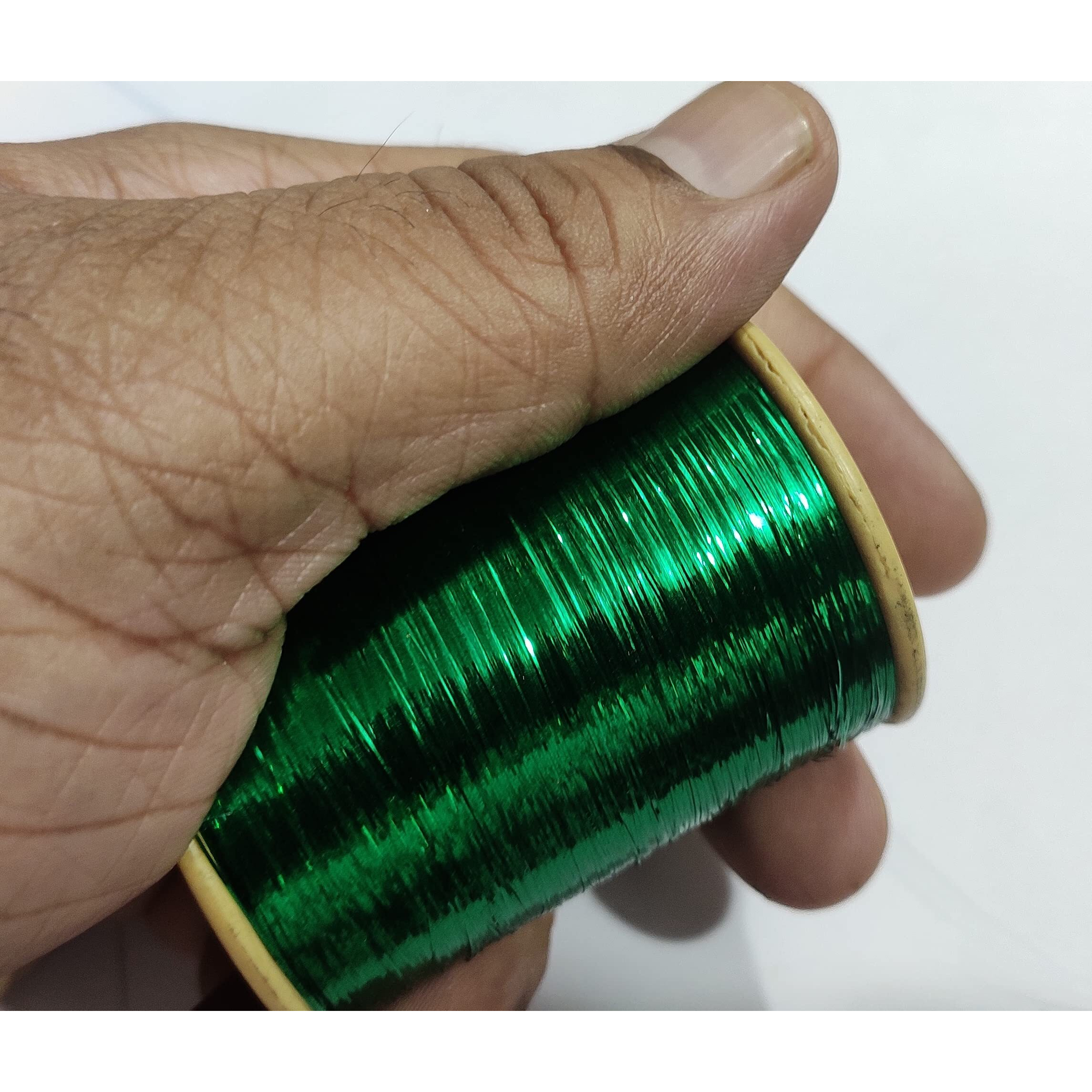 Omx 0.25 Mm, 10000 Mtrs Each Roll, Metallic Strip Mukaish Metal Thread For Embroidery Work, Beading, Jewellery Making. (Green)