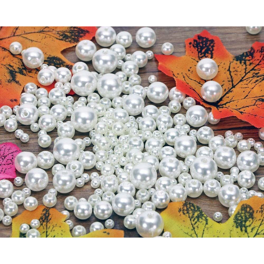 Diy Crafts 50 Pcs, Mix Sizes, 4Mm-12Mm White Round Pearls Beads Loose Spacer Beads For Necklaces Bracelets Earrings Rings Choker Jewelry Making Dress Shirt Sweater D (50 Pcs, Mix Sizes)