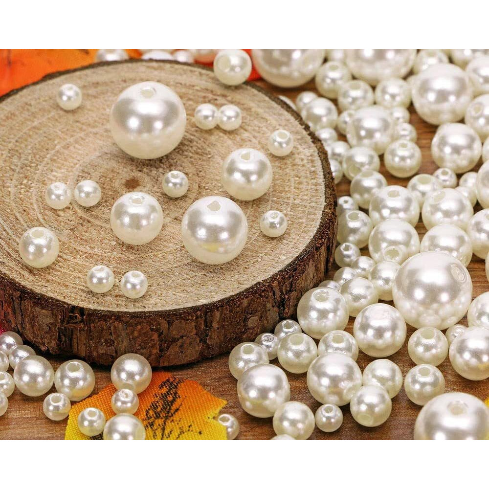 Diy Crafts 50 Pcs, Mix Sizes, 4Mm-12Mm White Round Pearls Beads Loose Spacer Beads For Necklaces Bracelets Earrings Rings Choker Jewelry Making Dress Shirt Sweater D (50 Pcs, Mix Sizes)