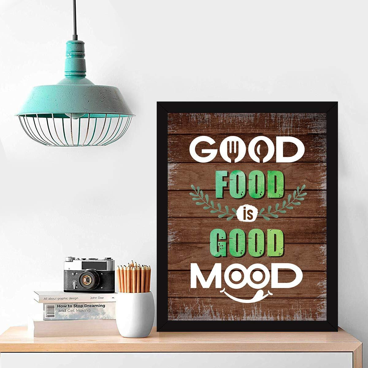 Chaka Chaundh - Restaurant Quotes Wall Frames - Dining Quotes Frame - Kitchen Quotes Framed Posters - Dining Table Quotes Frames For Room & Hall - (14 X 11 Inches) (Kitchen Good Food Vintage)