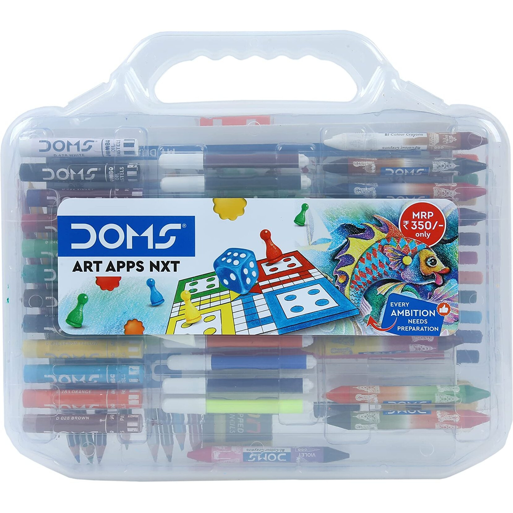 Doms Art Apps Nxt Kit With Plastic Carry Case | Perfect Value Pack | Kit For School Essentials | Gifting Range For Kids | Combination Of 9 Stationery Items