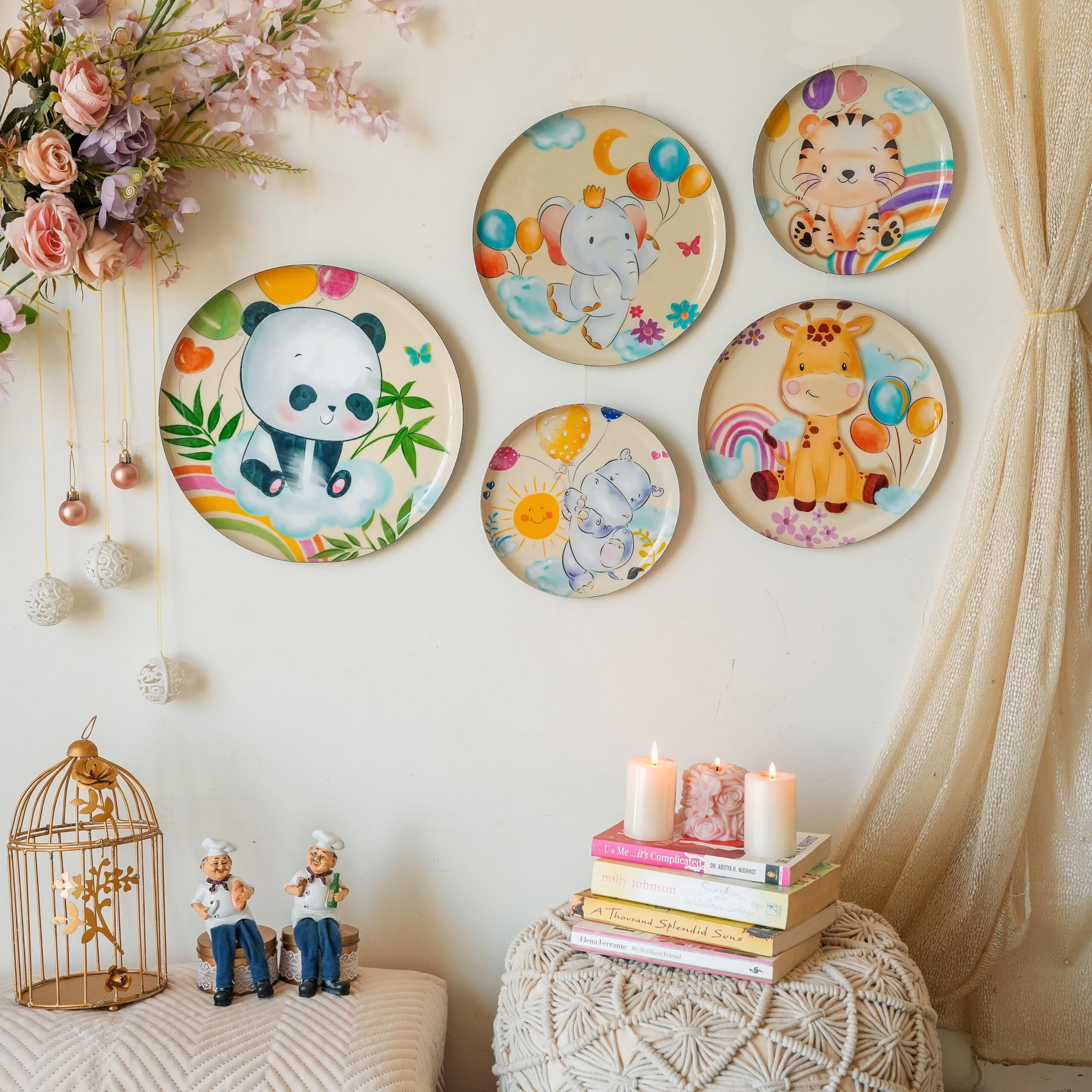 Ritualistic Animal Kingdom Wall Plates For Home Decoration | Wall Decor Items For Living Room | Metal Wall Dcor | Gift Items For Women And Men | Home Dcor Gift Items | Set Of 5 Plates