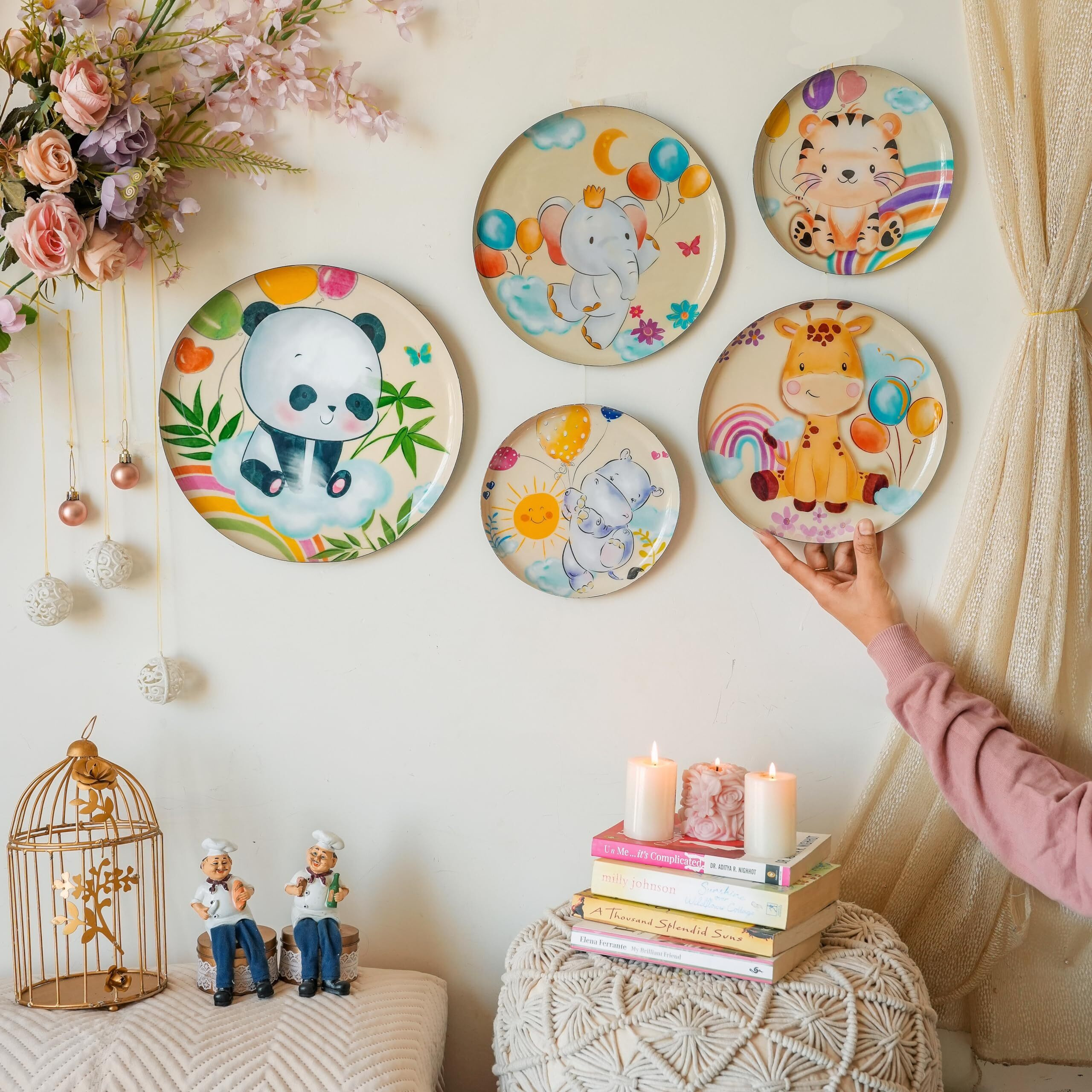 Ritualistic Animal Kingdom Wall Plates For Home Decoration | Wall Decor Items For Living Room | Metal Wall Dcor | Gift Items For Women And Men | Home Dcor Gift Items | Set Of 5 Plates
