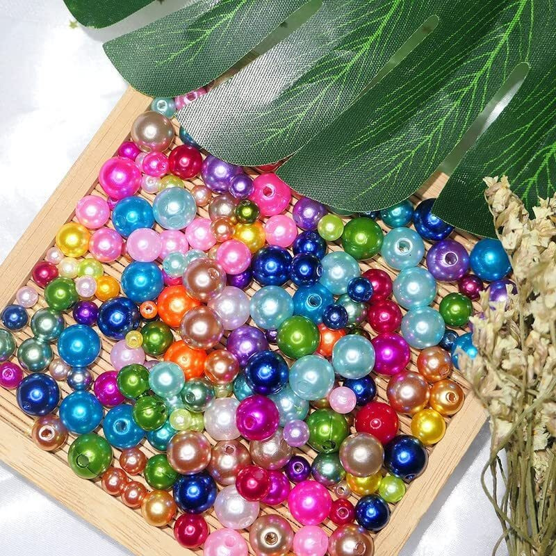 Diy Crafts 50 Pcs, Random Sizes, Plastic Pearl Beads, Craft Pearls With Holes Bulk Round Mixed Color And Size Beads For Bracelets And Jewelry Making, 4-10Mm As(50 Pcs, Random Sizes)