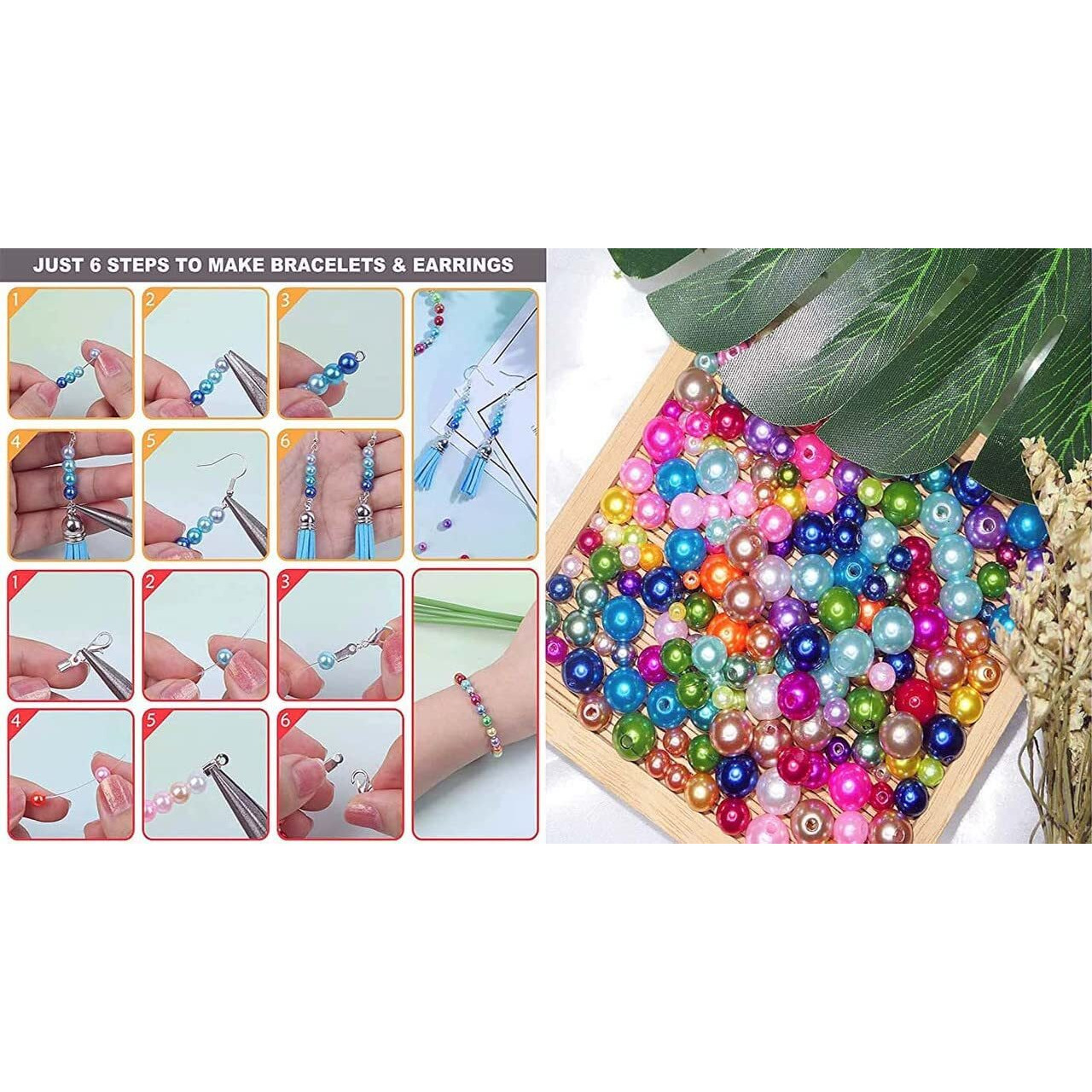 Diy Crafts 50 Pcs, Random Sizes, Plastic Pearl Beads, Craft Pearls With Holes Bulk Round Mixed Color And Size Beads For Bracelets And Jewelry Making, 4-10Mm As(50 Pcs, Random Sizes)