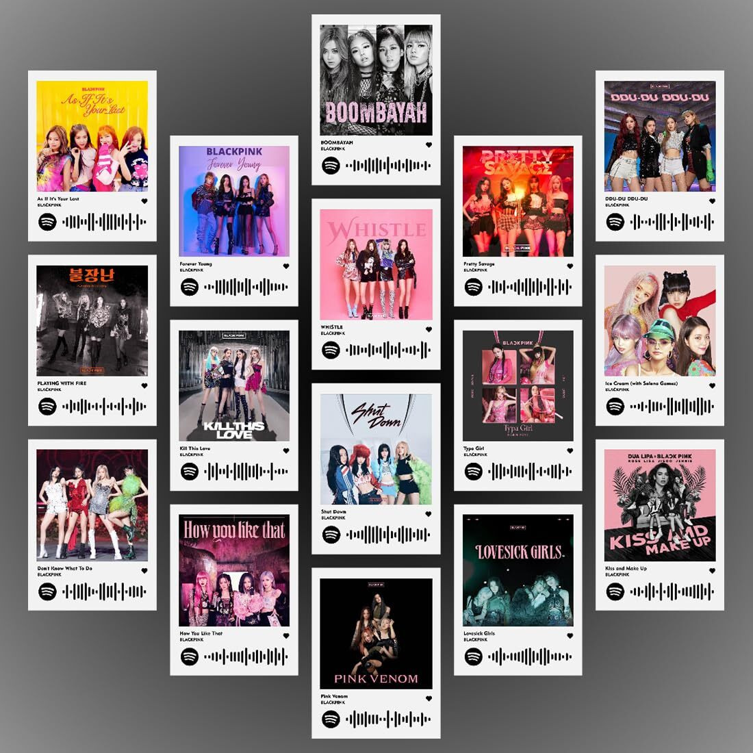 Printnet - Black Pink Poster | Blackpink Songs Mini Photocards Kit (Set Of 16) | Black Pink's Pink Venom, How You Like That, Lovesick Girls Songs Size (8 X 6 Cm) Posters For Phone Accessories, Bedroom, Office