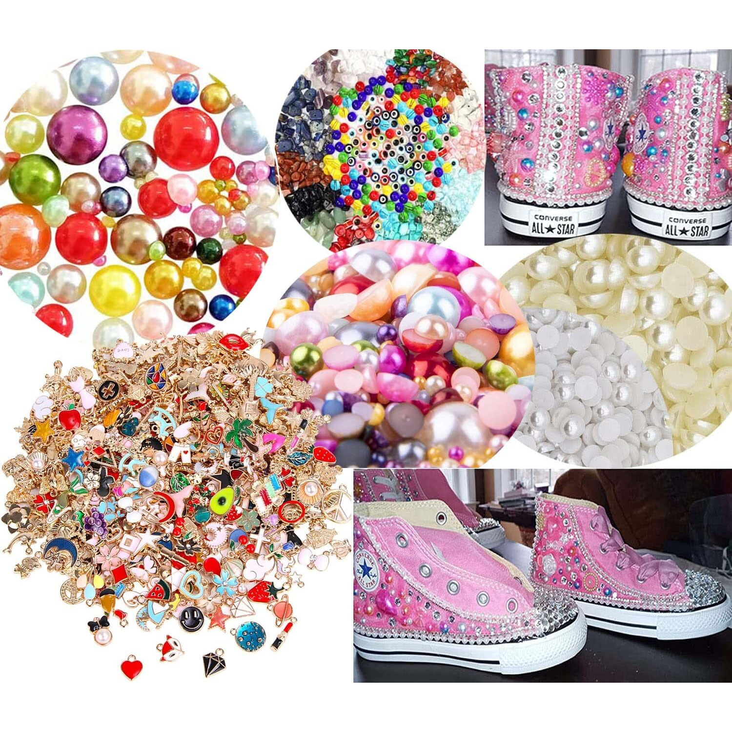 Diy Crafts 800X Pcs, Mixed Kit, Line Pearl Beads, Artificial Beads Garland, Plastic Pearl String Mixed Items For Crafts (Color Random Lot) Jewellery Accessories Home Decorati (800X Pcs, Mixed Kit)