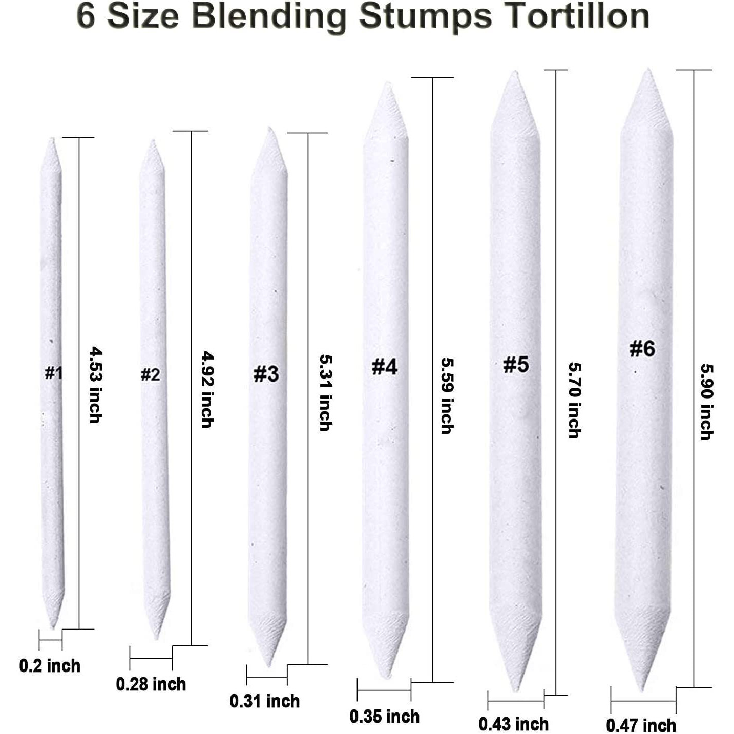 Canvazo 6 Pcs Blending Stumps And Tortillions Paper Art Blenders For Student Artist Charcoal Sketch Drawing Tools