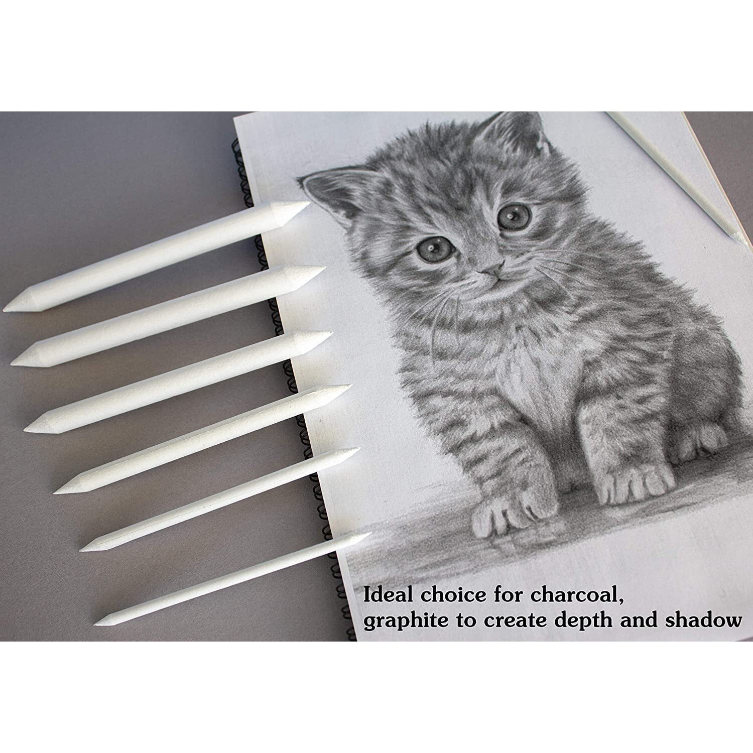 Canvazo 6 Pcs Blending Stumps And Tortillions Paper Art Blenders For Student Artist Charcoal Sketch Drawing Tools