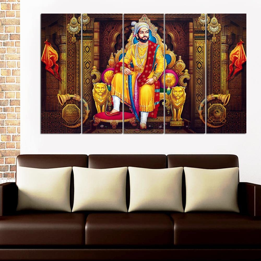Maxstone Improve Your Place Nylon Chhatrapati Shivaji Maharaj Wall Painting With Multiple Frame (Multicolour , 30X50 Inch , Large) - Set Of 5