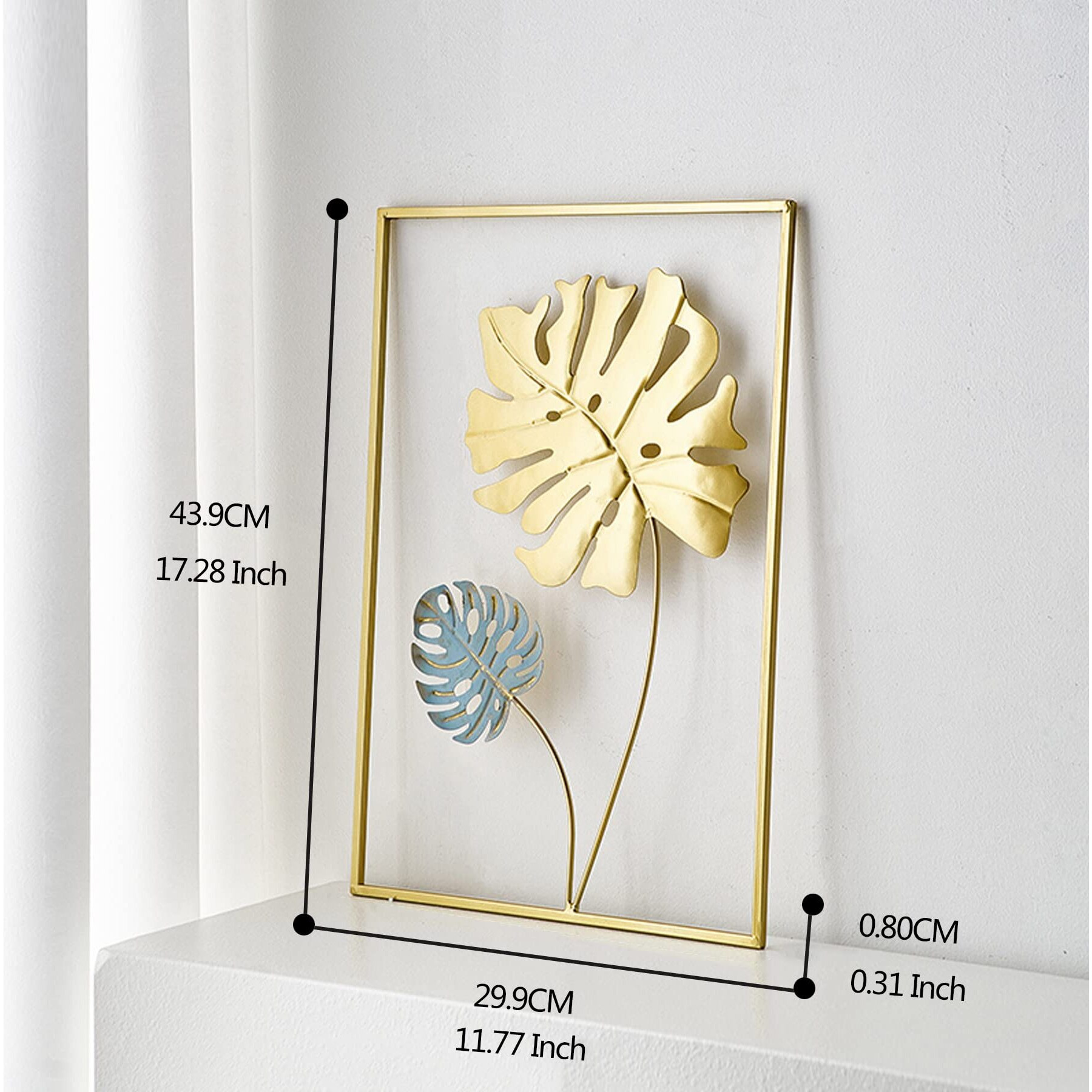Xinxuan 3-Piece Gold, Gray & Green Leaf Wall Hanging Decor - Modern Abstract Nature Wall Art - 17.7&quotL X 11.8&quotW - Living Room, Bedroom & Office