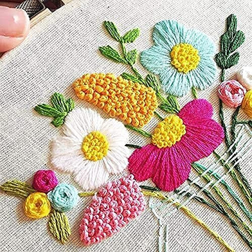 Lambodar Embroidery Kit With Wooden Hoop Ring 6,7,8 Inches, Multicolor Threads, 30 Needles, 1 Seam Ripper, 1 Threader And 1 Thread Cutter For Cross Stitch (Emb. Kit With 3Ed Aati)