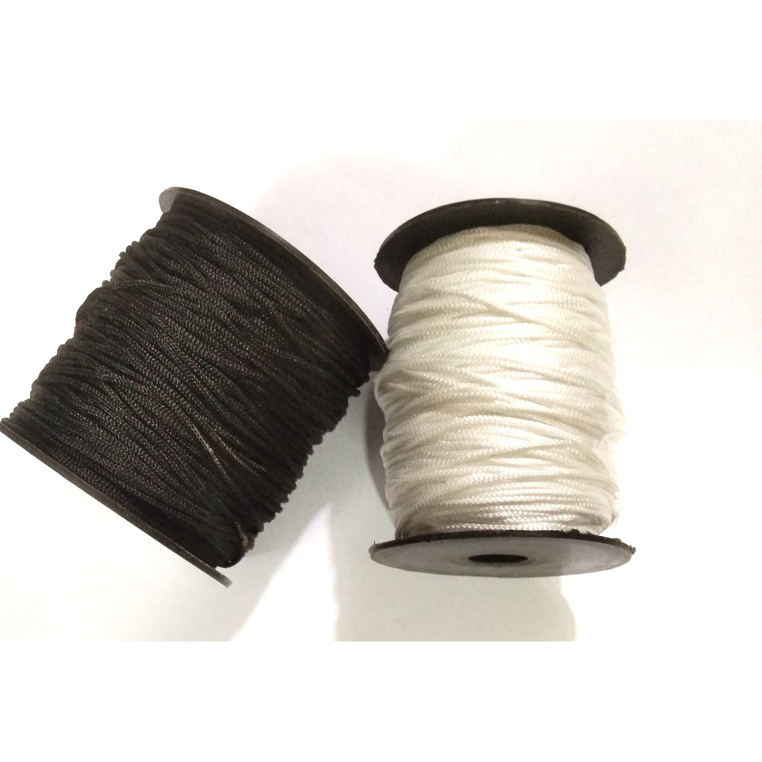 Omx Nylon 1Mm Thick, 2 Rolls, Macrame Cord (100 Meters In 1 Roll), Total 200 Mtr Nylon Chinese Knotting Cord, 1M For Macrame, Jewelry Making, Craft Projects. (Black & White)