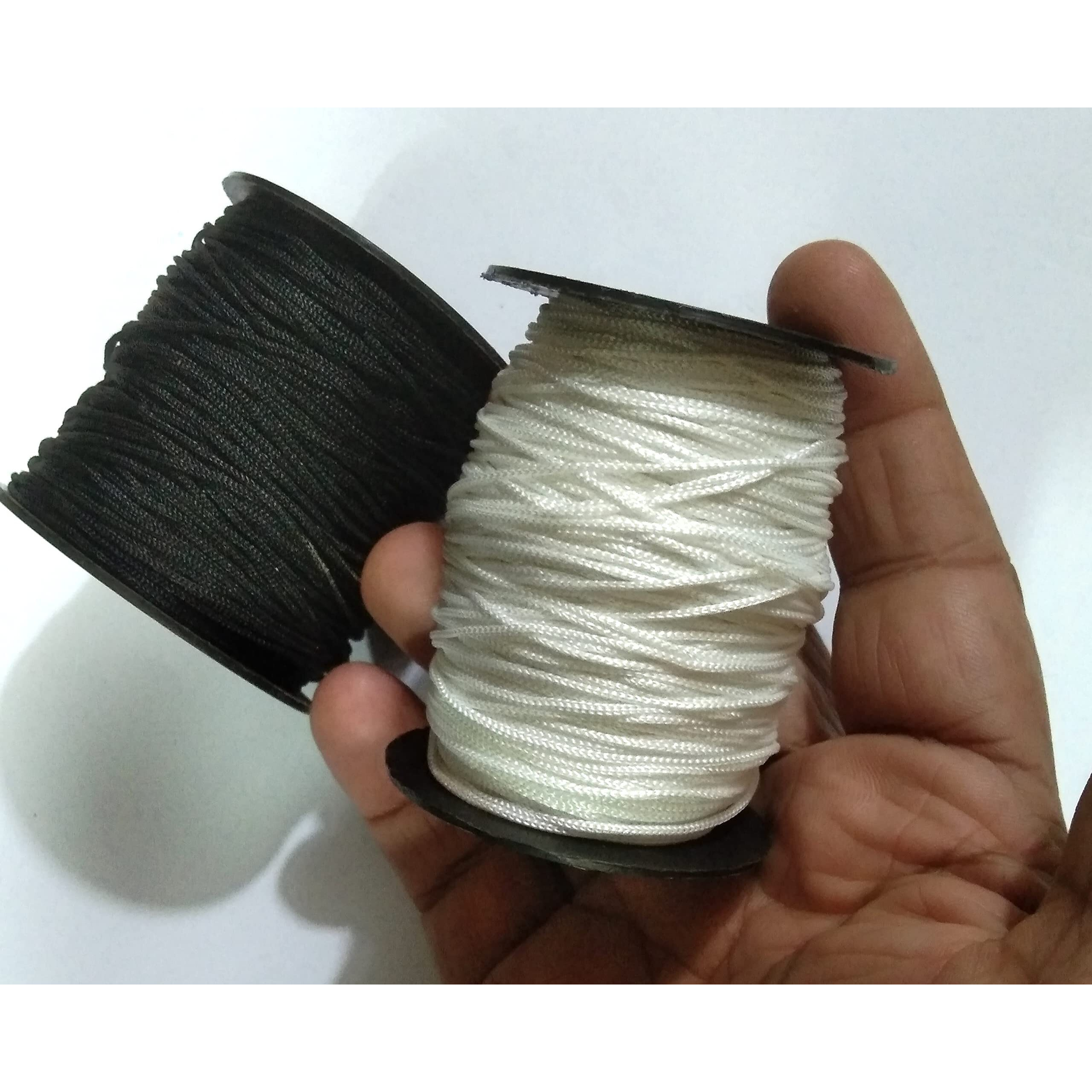 Omx Nylon 1Mm Thick, 2 Rolls, Macrame Cord (100 Meters In 1 Roll), Total 200 Mtr Nylon Chinese Knotting Cord, 1M For Macrame, Jewelry Making, Craft Projects. (Black & White)