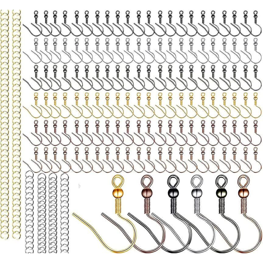 Diy Crafts 900 Grm, Antique Bronze, 30 Pcs French Wire Earring Hooks Fish Hook, 1050+ Jump Rings Jewelry Findings, For Jewelry Making Key Rings Necklace Repa (900 Grm, Antique Bronze)