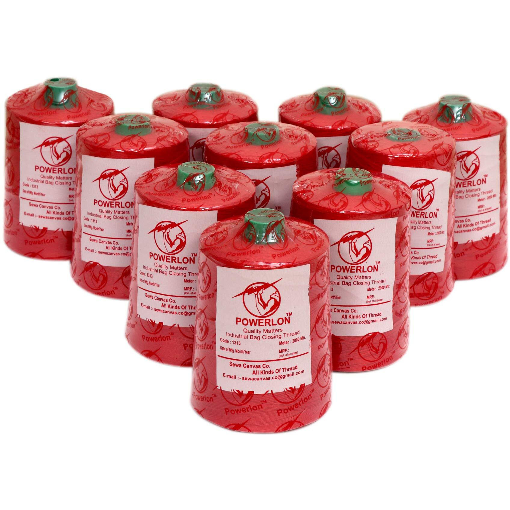 Powerlon Polyster Bag Closer Thread For Jute Bags, Sugar Bags, Chemicalbags, Pp/Hesian Bags, Etc 2000 Mtrs Red (50 Pcs)