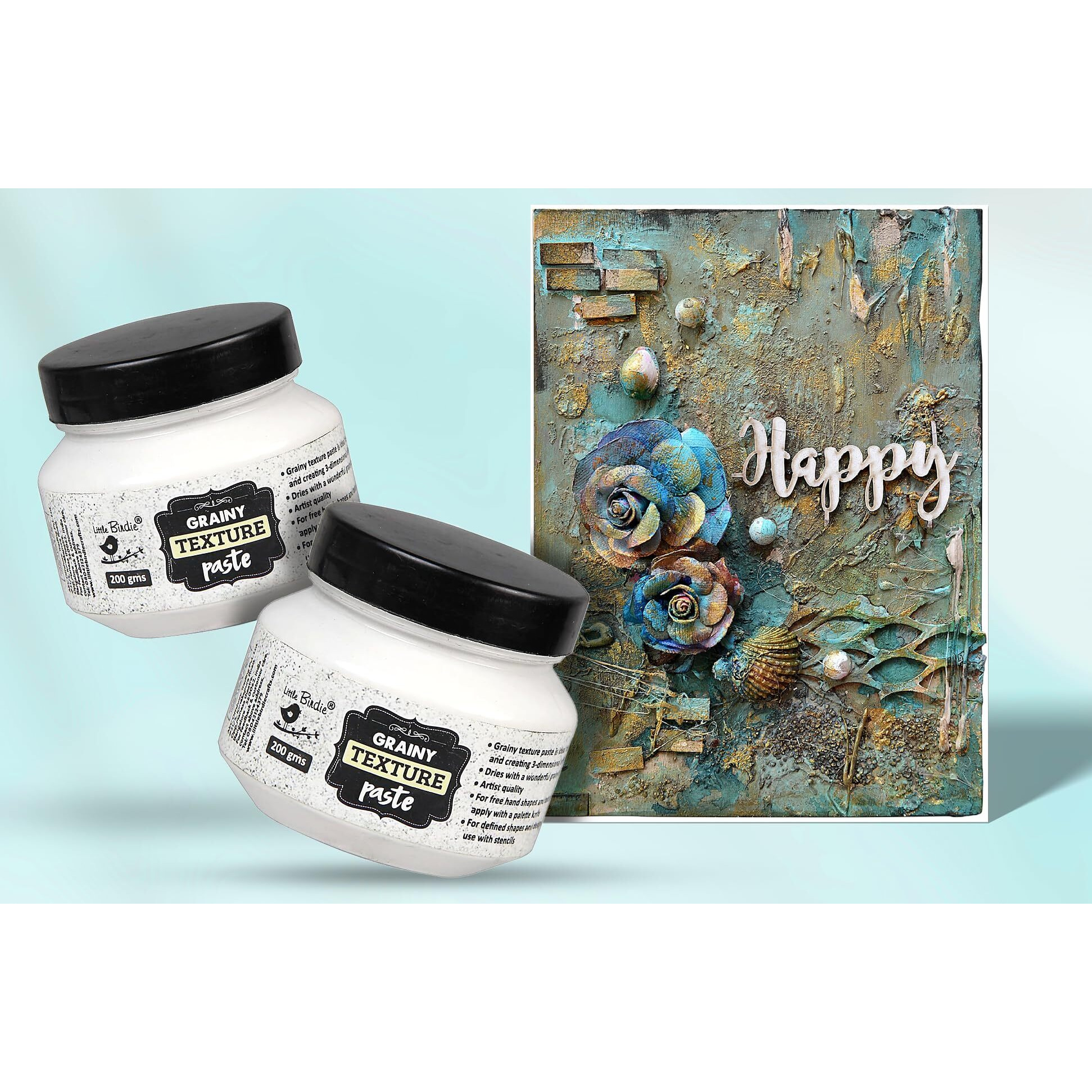 Little Birdie Grainy Texture Paste 200 Gm | Perfect For 3D Texture Art, Stenciling, And Customizable Art | For Diy Art & Craft, Multisurface Use