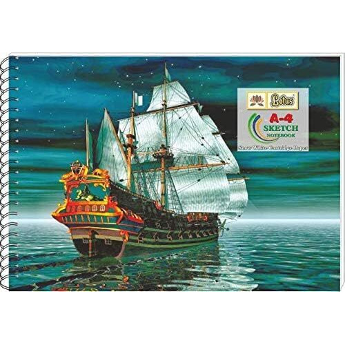 Sejascollections ( Pack Of 1 ) A4 Spiral Bound Sketch Book | 50 Cartridge Sheets | Drawing Book, Art File With 140 Gsm, Snow White Cartridge Papers, Ideal For Drawing, Sketching, Colouring And Painting. Color And Design May Vary.