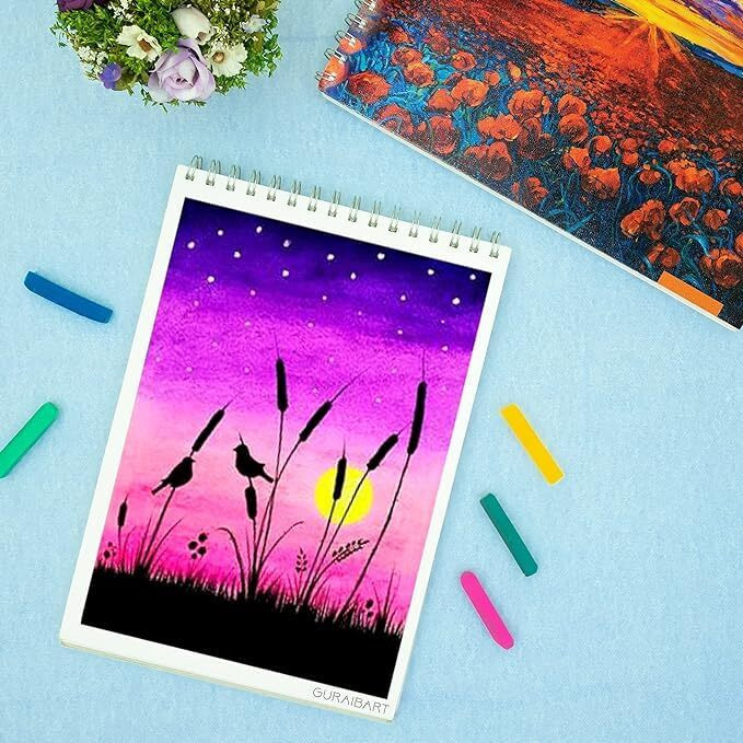 Sejascollections ( Pack Of 1 ) A4 Spiral Bound Sketch Book | 50 Cartridge Sheets | Drawing Book, Art File With 140 Gsm, Snow White Cartridge Papers, Ideal For Drawing, Sketching, Colouring And Painting. Color And Design May Vary.
