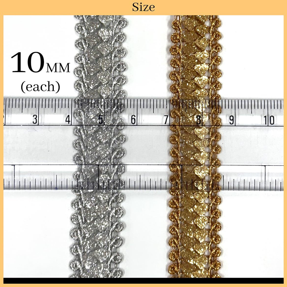 Embroiderymaterial Shiny Gold Zari Border Lace For Sewing, Embroidery, Edging, Saree Border, Blouse, Dupatta Border, Lehenga, Kurti Etc (18 Meters, 15Mm Wide) (Silver + Gold Combo)