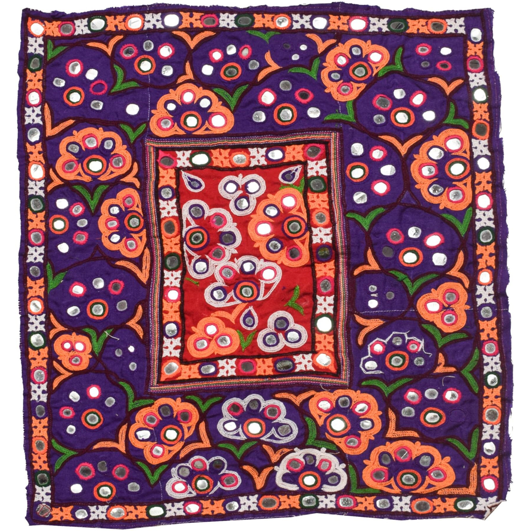 Ethnics Of Kutch Ahir Work Cotton Hand Embroidery Handwork Patch - 48 Cms Length - (Purple - 12805A)