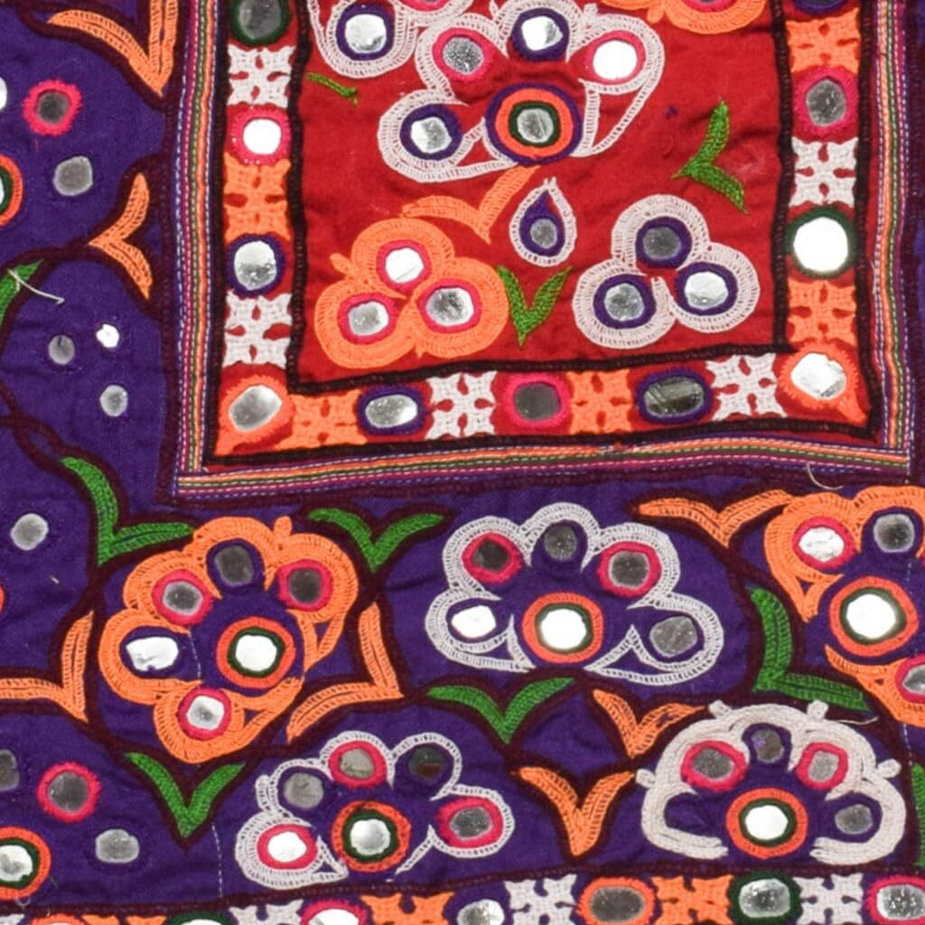 Ethnics Of Kutch Ahir Work Cotton Hand Embroidery Handwork Patch - 48 Cms Length - (Purple - 12805A)