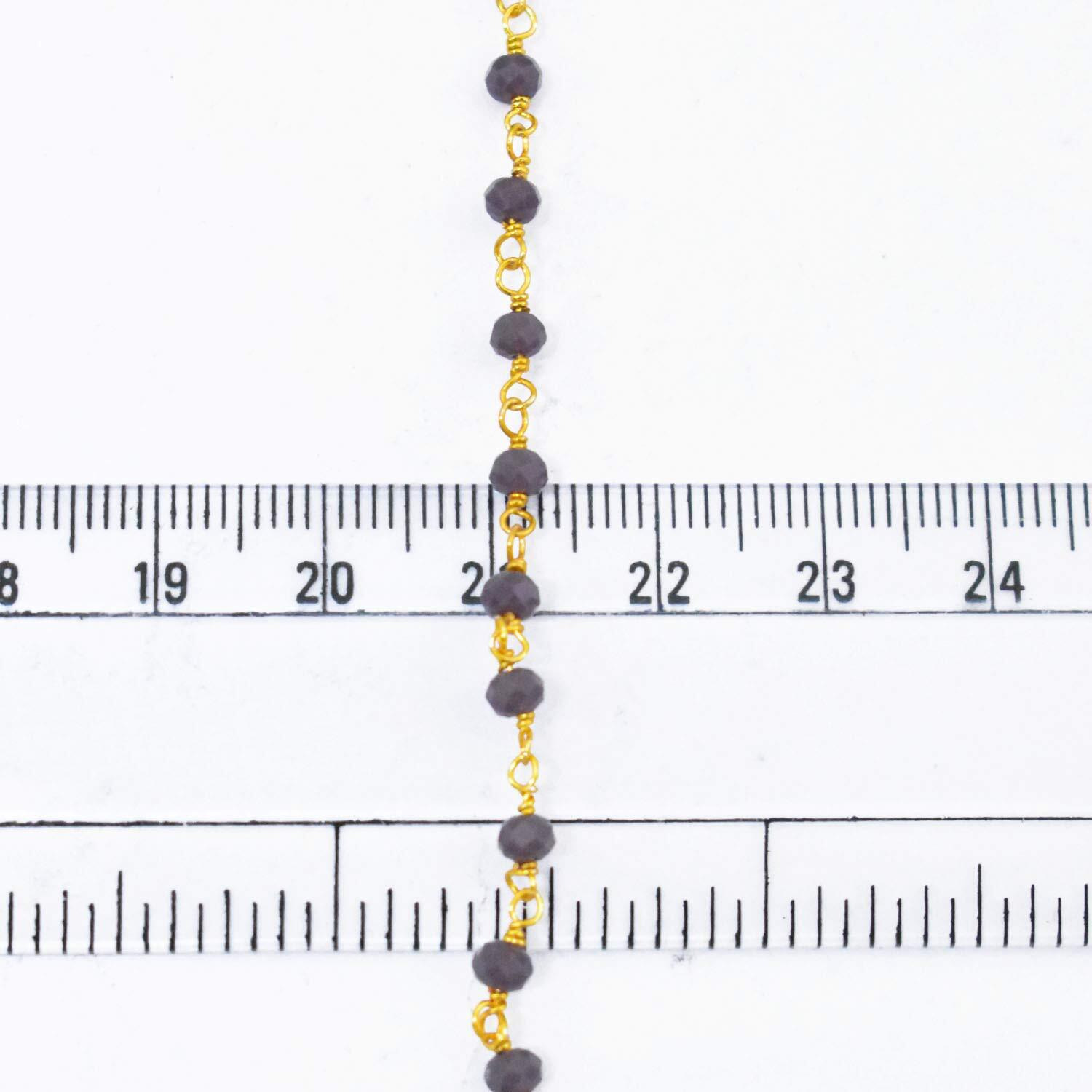 Embroiderymaterial Beaded Chain Rondelle Bead Chain For Jewellery Making (1Mtr, Greyish Purple)