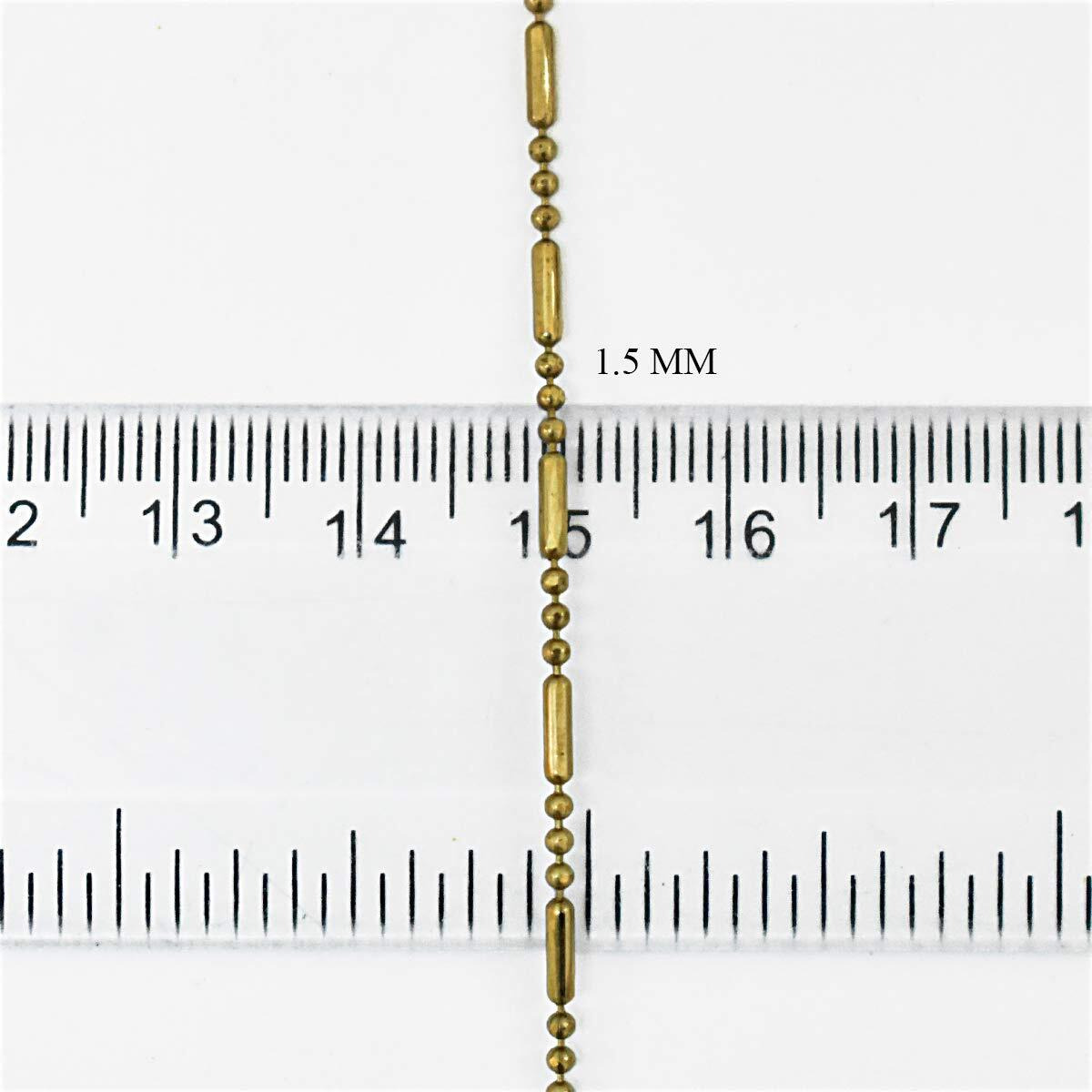 Embroiderymaterial Ball Bar Chain For Jewellery Making 1.5Mm Diamond Cut 5 Meter Golden (Made By Brass)