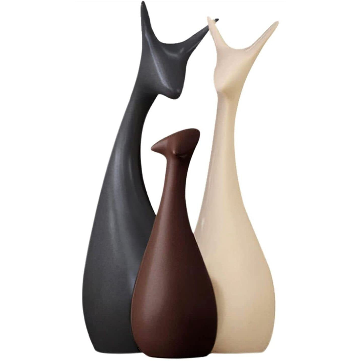 The Bright Storey  Deer Family Of 3 Ceramic Decoration Crafts, Suitable For The Decoration Of The Living Room, Study, Tv Cabinet, Wine Cabinet