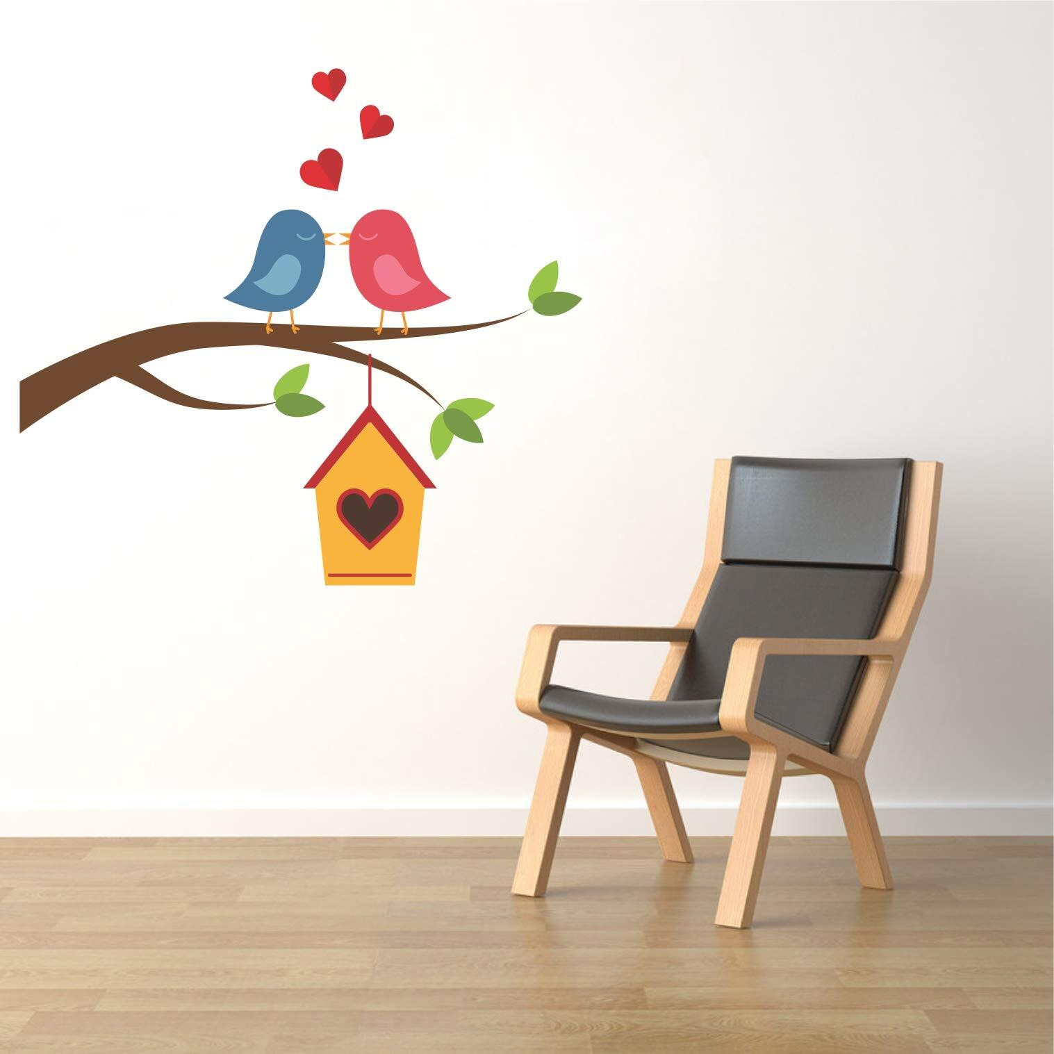 Sticker Yard Decal Birds With Nest Wall Stickers For Living Room, Bedroom, Office - Multicolor, Standard Size