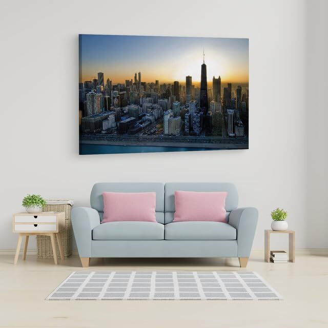 Truecanvas Chicago Skyline John Hancock Center, Wooden Framed Canvas Paintings For Home Decor | Bedroom, Living Room,Wall Decoration | Wall Art Painting, Ct0377, Size 16 X 24 In