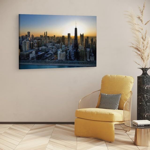 Truecanvas Chicago Skyline John Hancock Center, Wooden Framed Canvas Paintings For Home Decor | Bedroom, Living Room,Wall Decoration | Wall Art Painting, Ct0377, Size 16 X 24 In
