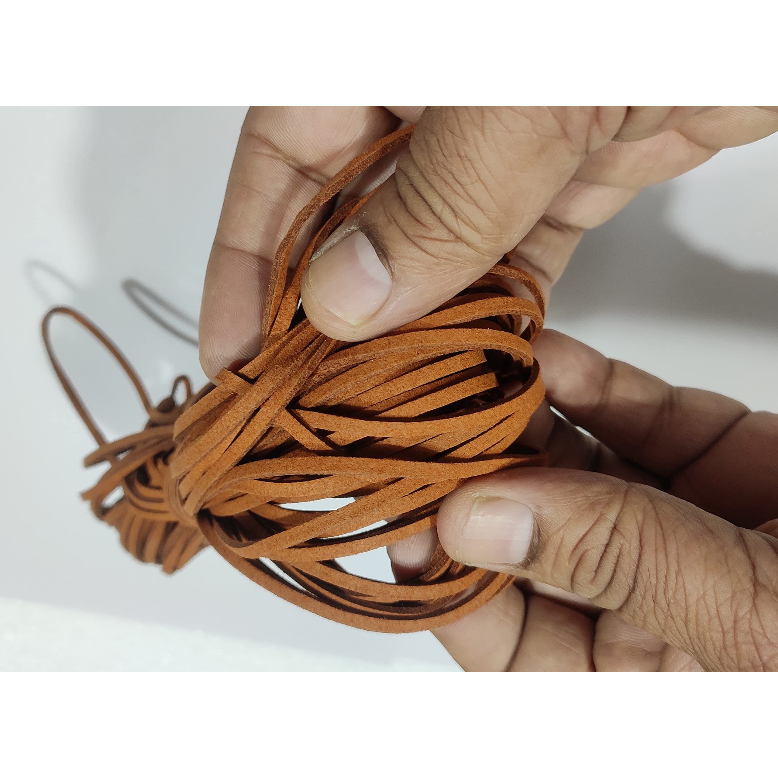Omx 20 Mtr, Size - 3X1.4Mm Faux Suede Cord Roll String Leather Lace Beading Thread Leather Cording For Jewelry Makings (Lt Brown)