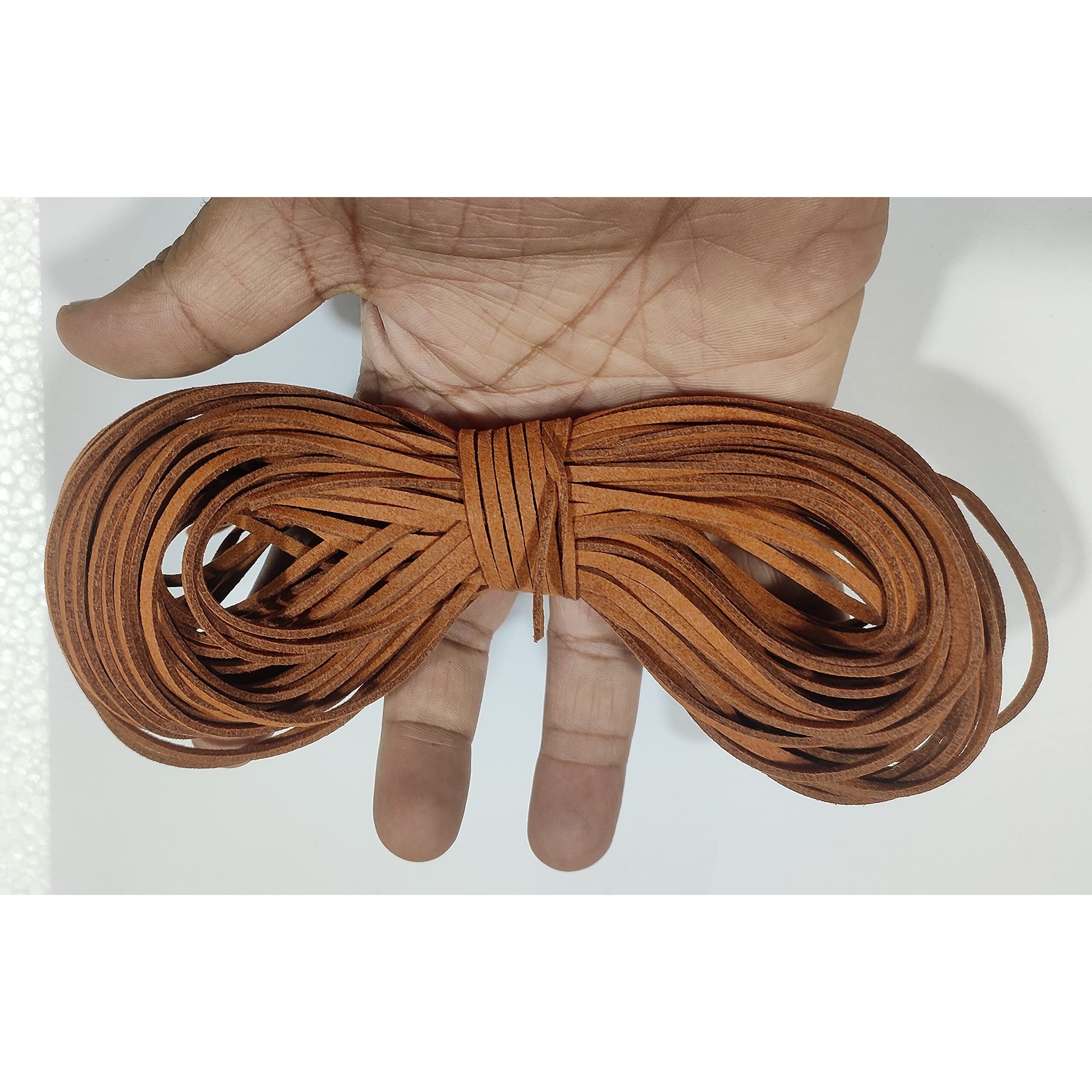 Omx 20 Mtr, Size - 3X1.4Mm Faux Suede Cord Roll String Leather Lace Beading Thread Leather Cording For Jewelry Makings (Lt Brown)