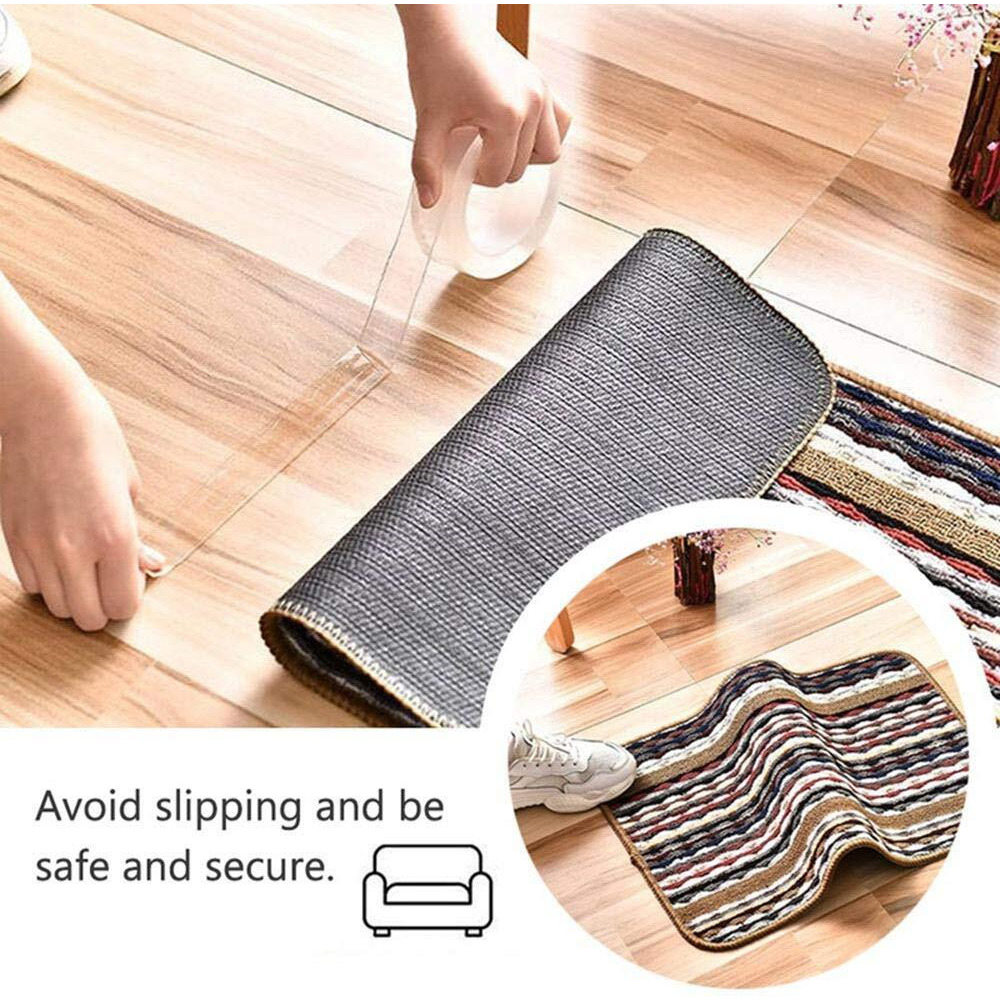 Diyashi Double Sided Adhesive Tape, Clear Strong Adhesive Traceless Tape, Washable And Reusable Anti Slip Tape For Home Supplies, 3 Metre