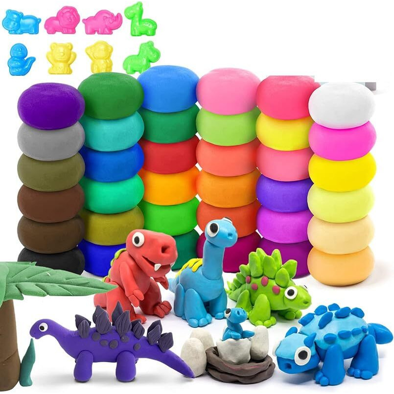 Eclet (Pack Of 12) Air Dry Clay, Colorful Children Soft Clay, Creative Art Crafts, Gifts For Kids-Multi Color. Non-Toxic Modeling Magic Fluffy Foam Bouncing Clay Putty Kit For Kids With Tools .131