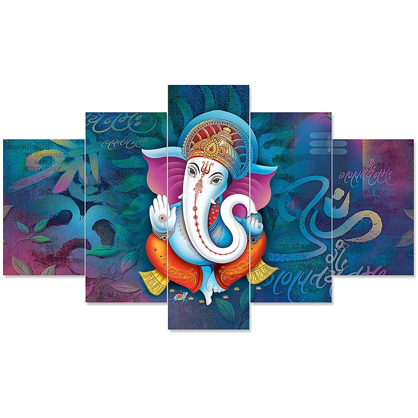 Perpetual Ganesha Painting For Wall Decoration - Set Of 5, 3D Scenery Wall Painting For Bedroom Large Size With Frames For Wall Decor And Home Decoration, Hotel, Office (125 Cm X 60 Cm) G1J