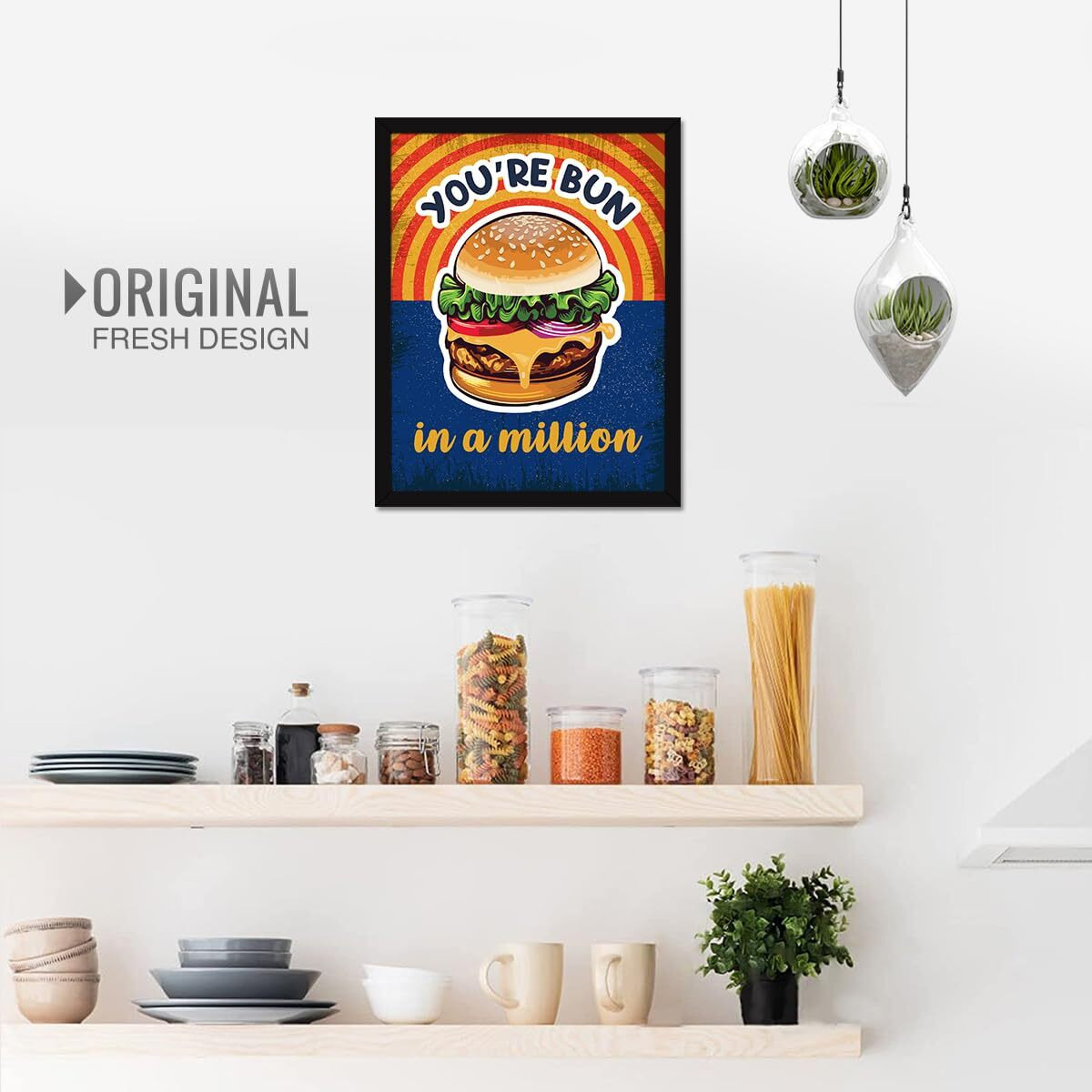 Chaka Chaundh - Restaurant Quotes Wall Frames - Burger Poster For Kitchen, Mess, Bakery, Cookery - Framed Posters For Kitchen - Fast Food & Dining Quotes Wall Frames - (14 X 11 Inches)