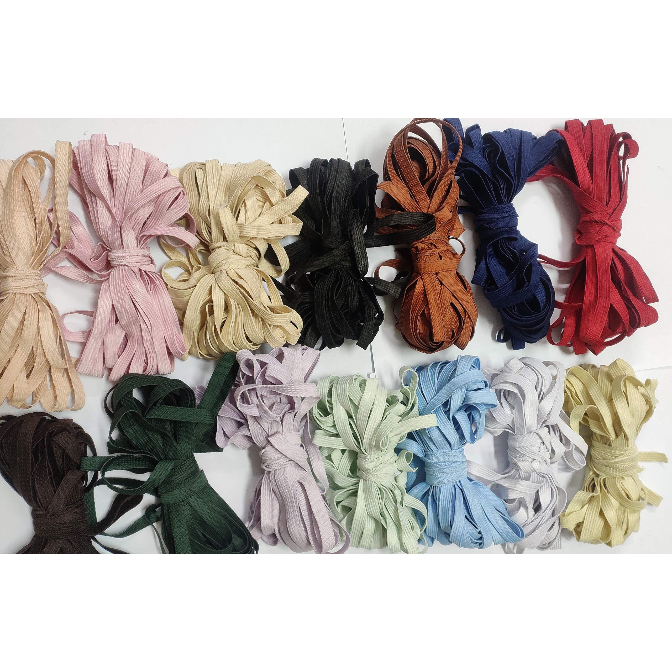 Omx Total 140 Mtr (14 Colours - 10 Mtr Each) Elastic 9Mm For Bra Making/Sewing Elastic Band Mask Rope Bra Elastic Cord For Sewing Crafting For Adult Craft Diy,(C6)