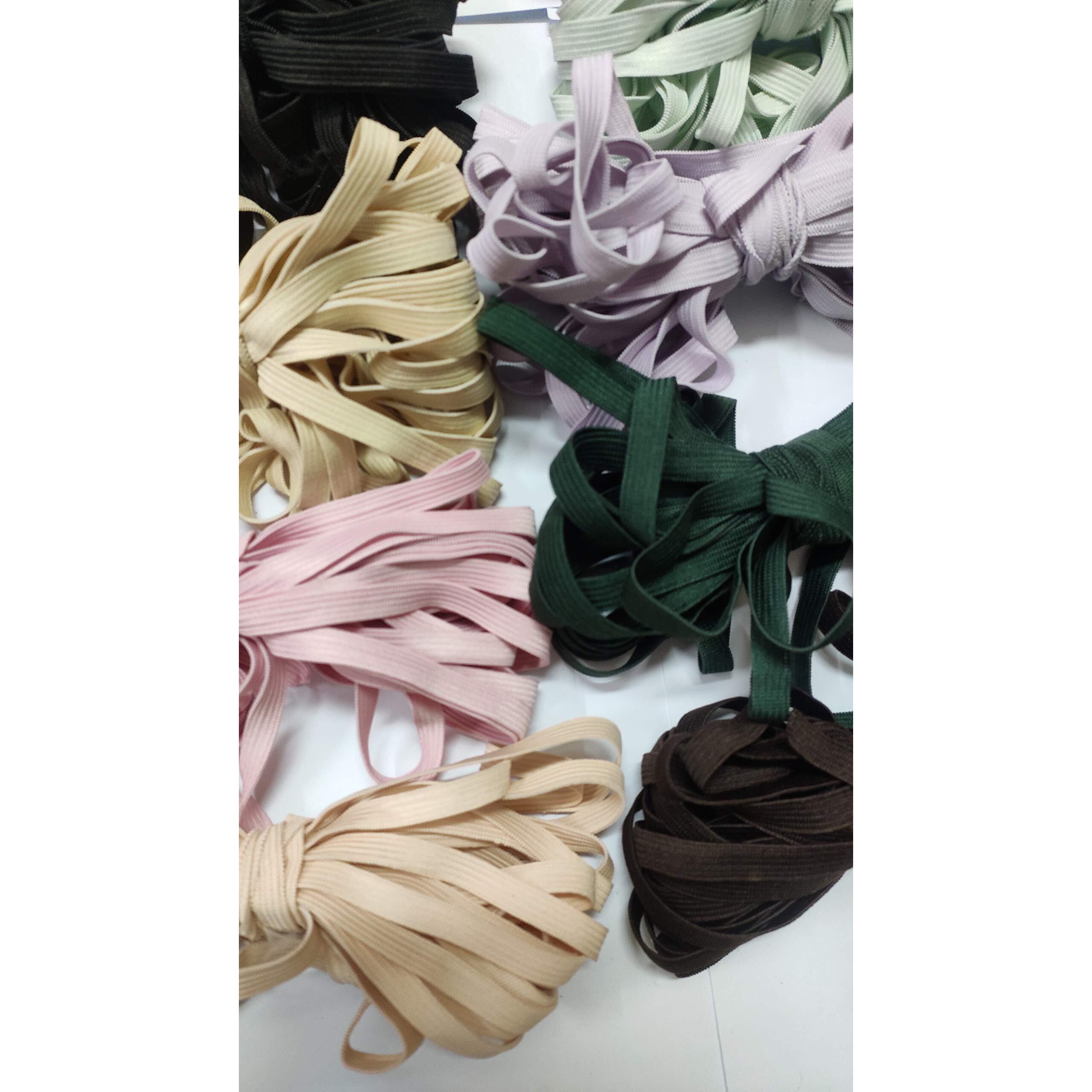Omx Total 140 Mtr (14 Colours - 10 Mtr Each) Elastic 9Mm For Bra Making/Sewing Elastic Band Mask Rope Bra Elastic Cord For Sewing Crafting For Adult Craft Diy,(C6)