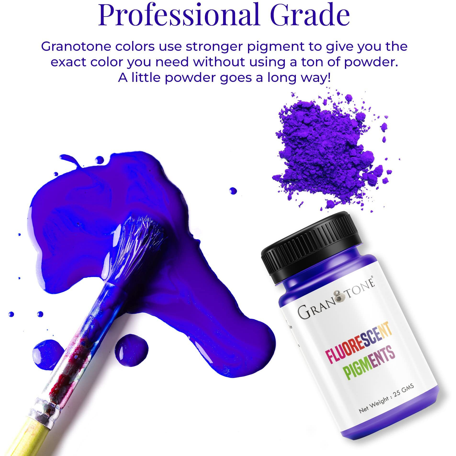 Granotone Fluorescent Pigments - Set Of 6 Vibrant Colors For Artwork & Crafts - Easy-To-Use Pigments, For Resin Art | Jesmonite | Concrete | White Cement (Pack Of 6/25 Grams Each)