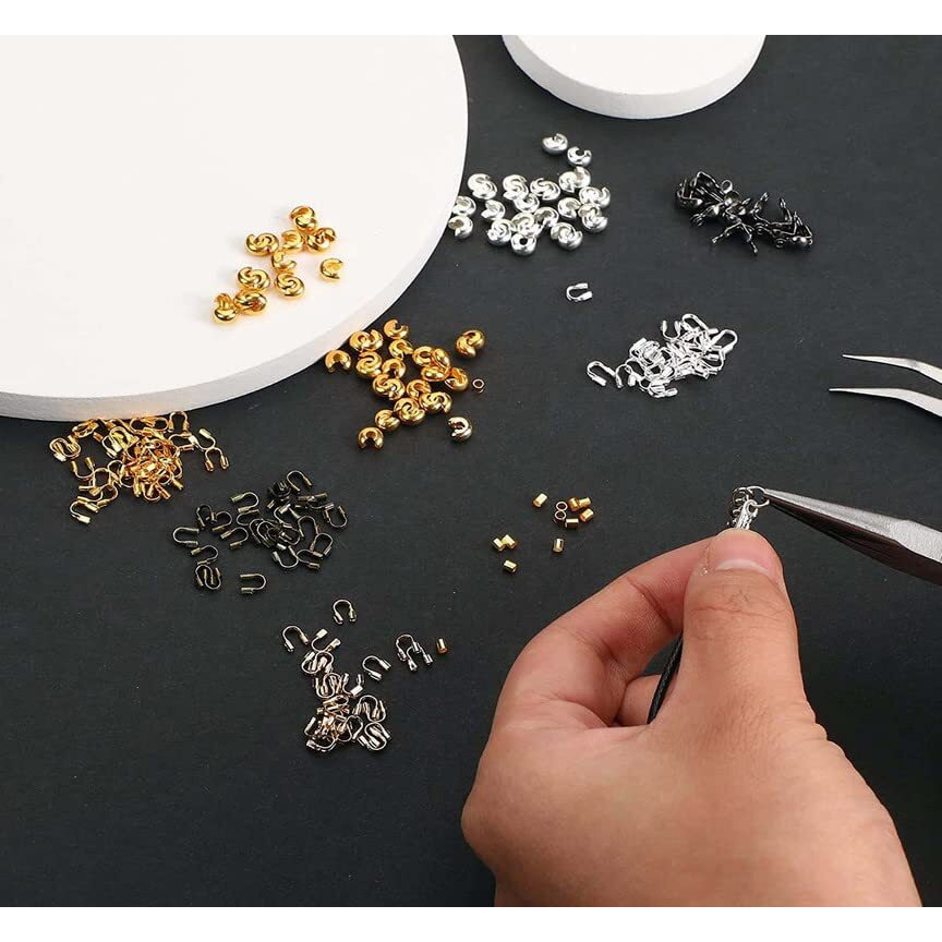 Diy Crafts 50 Pcs, Dull Golden, Brass Tube Crimp Beads Crimp Beads Knot Covers Wire Guardians Bead Tips Knot Covers For Diy Jewelry Bracelets Necklaces Making (Uns (50 Pcs, Dull Golden)
