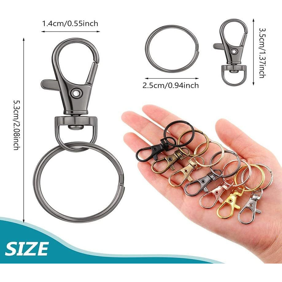 Diy Crafts 2X, Antique Bronze, Curved Lobster Clasps Metal Swivel Lanyard Snap Hook With Key Rings, Tv Remote Key Chain, Manual Art Keychain (On (2X, Antique Bronze)