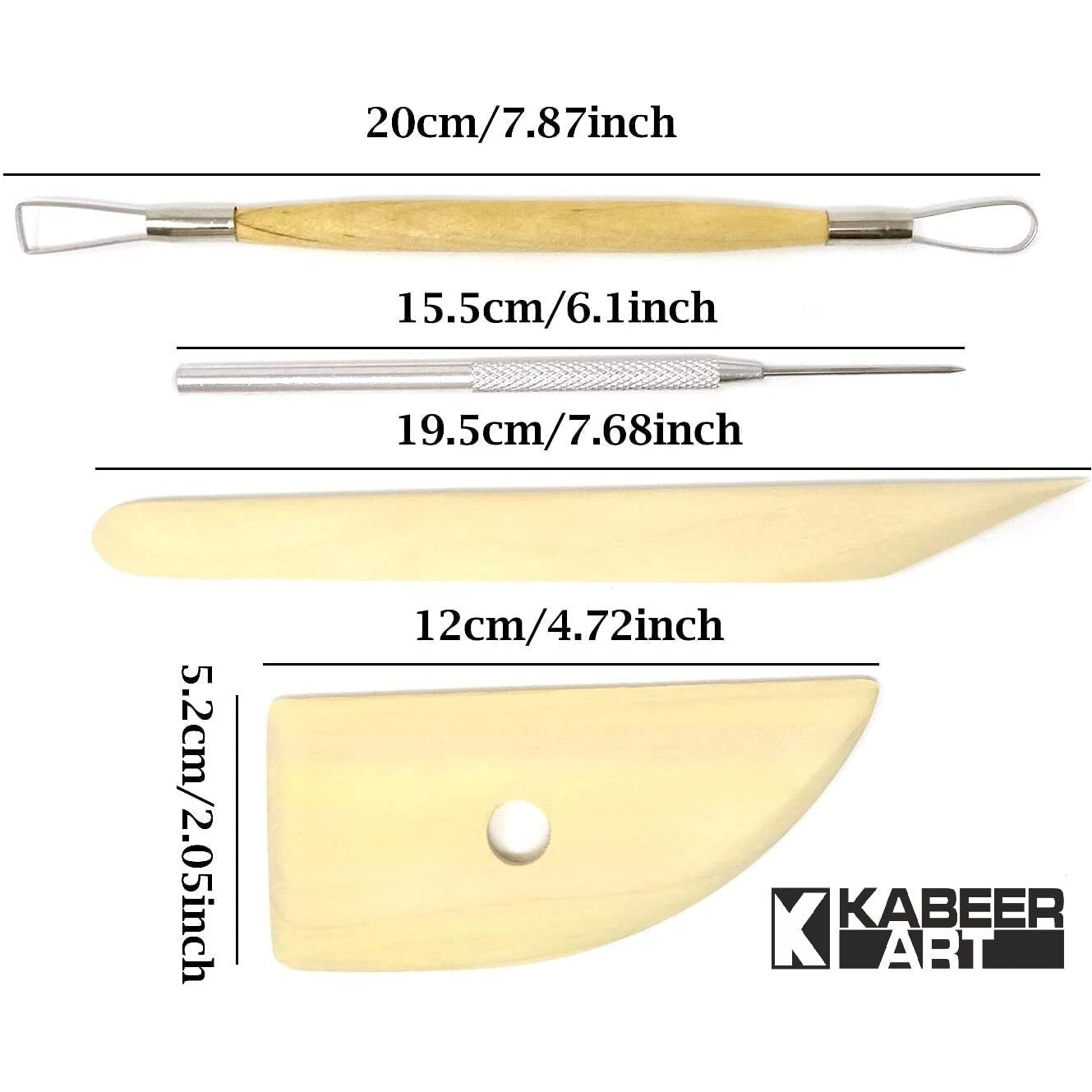 Kabeer Art Pottery Tool Kit With Sponge (Beige) - 8 Pieces
