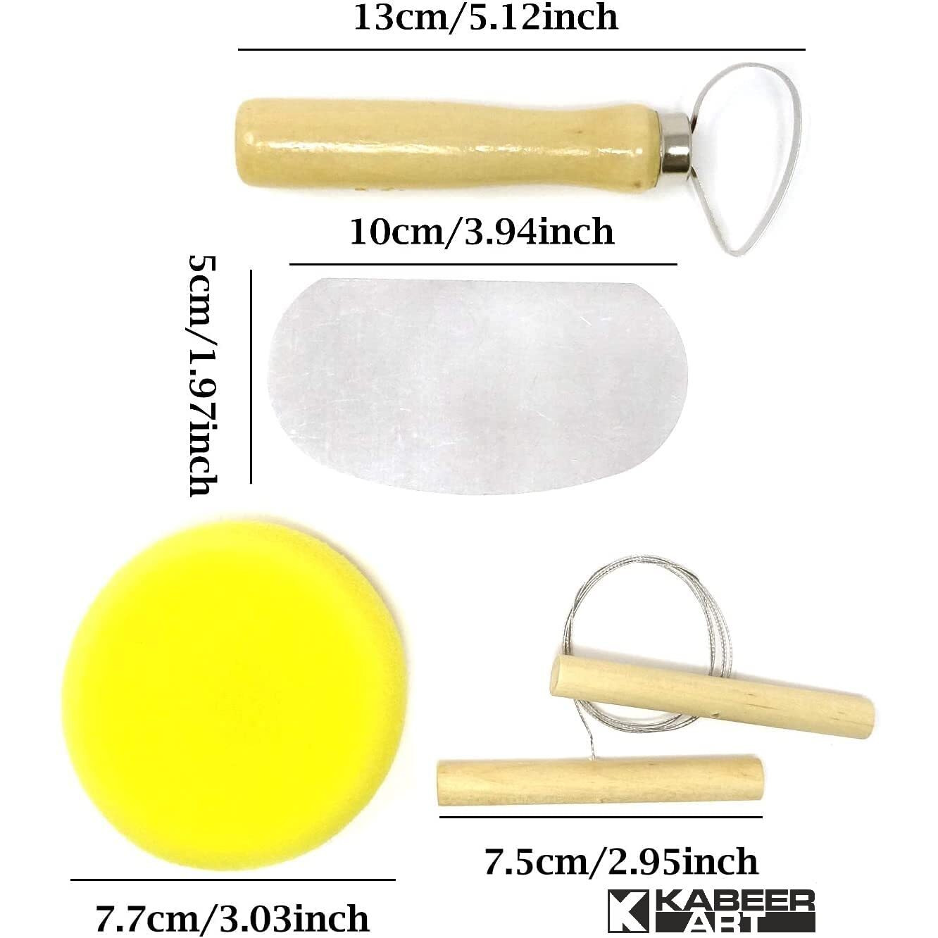 Kabeer Art Pottery Tool Kit With Sponge (Beige) - 8 Pieces