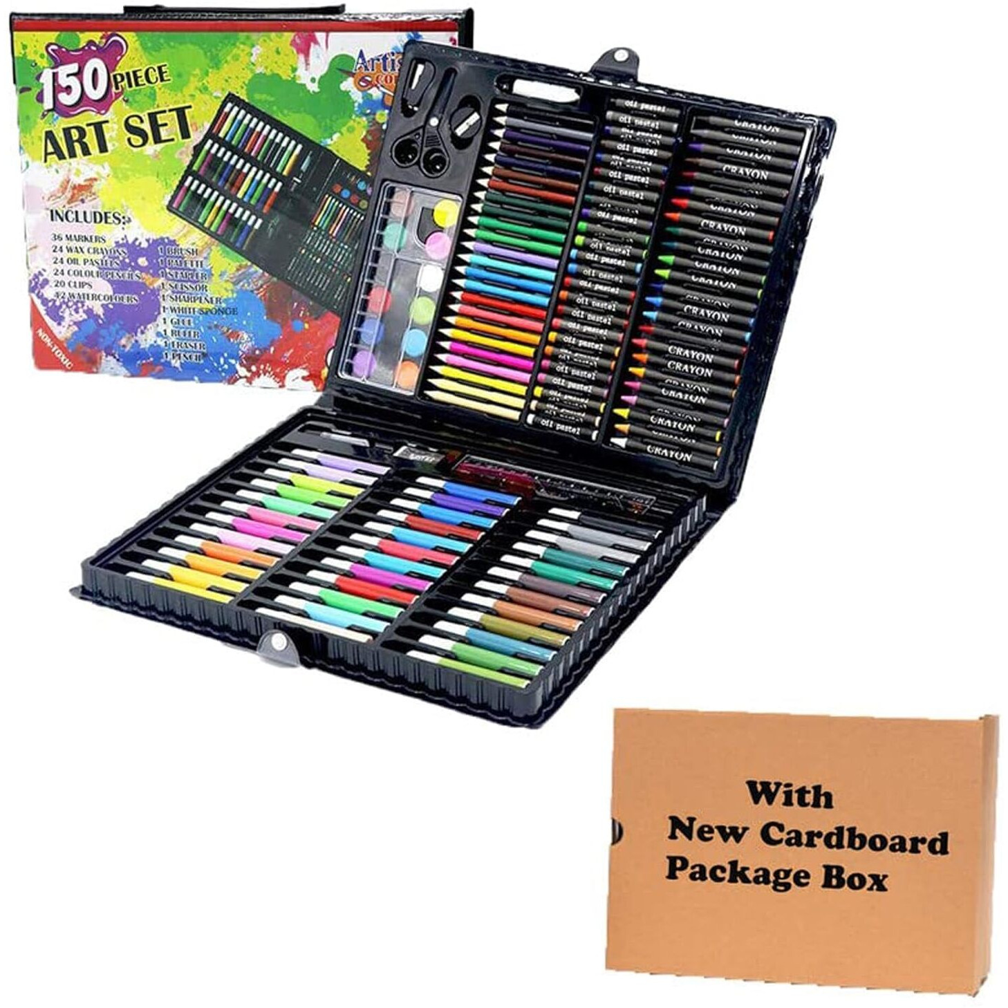 Pluspicks Children Deluxe Crayon Color Set For Kids Case And Drawing Painting Set Great150Pcs