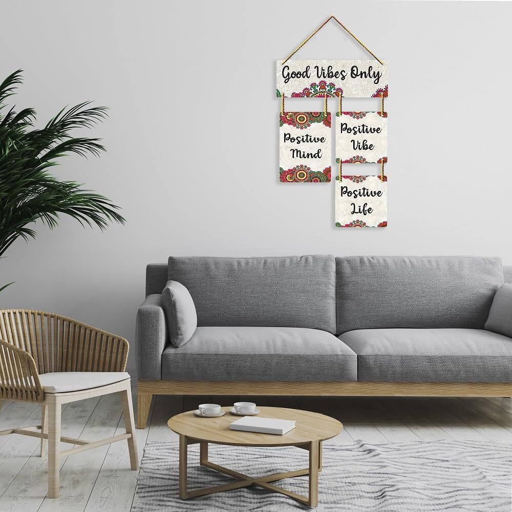 Positive Vibe Lifestyle Good Vibes Only Decorative Wooden Wall Hanger For Living Room | Bedroom | Home Decor | Office | Gifts (Wh2904)