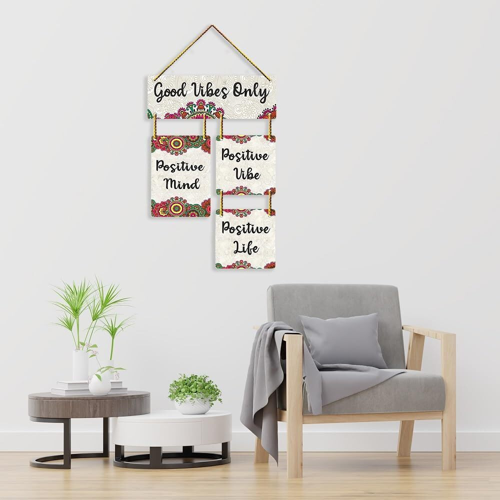 Positive Vibe Lifestyle Good Vibes Only Decorative Wooden Wall Hanger For Living Room | Bedroom | Home Decor | Office | Gifts (Wh2904)