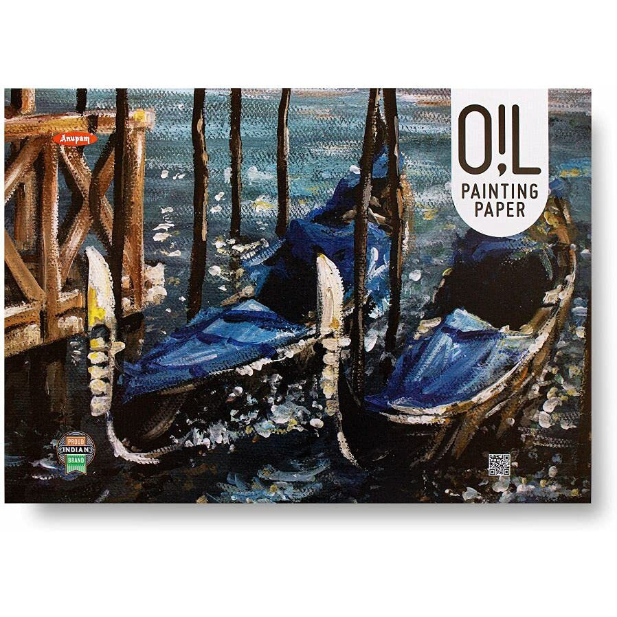 Anupam Oil Painting Paper Pad - A4 - Acid Free - White Natural Linen Embossed Paper -Elemental Chlorine Free Paper - 250 Gsm 12 Sheets One Side Glued Pad